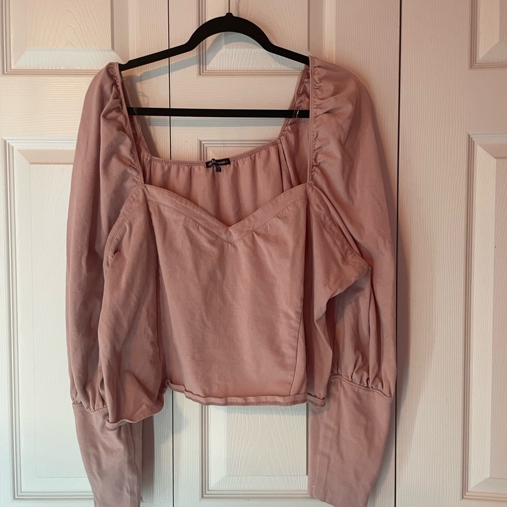Charlotte Russe Pink Ruched Puff Sleeve Blouse